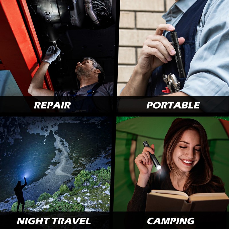 FORTO LED Pen Light, 200 Lumens Pocket Flashlight, IP67 Waterproof,