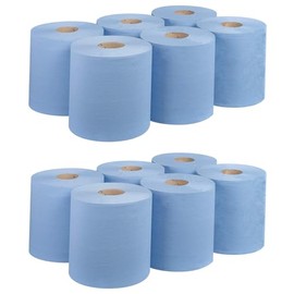 REQUISITE NEEDS Blue CENTREFEED Rolls 2 PLY Paper Towels Hand Towel Tissue Premium Quality Wall Mounted Lockable Rolls 100m (Pack of 12, Blue)