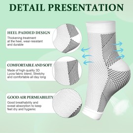 MSISILY Neuropathy Socks Orthopaedic Compression Socks Ankle Bandage Foot Bandage Ankle Plantar Fasciitis Medical Compression Socks Men Women (White, S-M)