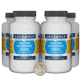 Calcium Phosphate Dibasic / 2 Pounds / 4 Bottles / 98+% Pure USP Food Grade/Fine Powder