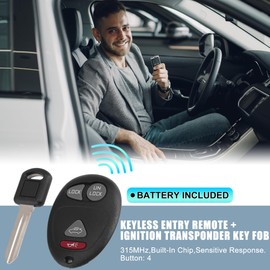 X AUTOHAUX L2C0007T 315MHz Keyless Entry Remote Ignition Transponder Key Fob for Buick Century Sedan Limited 2001-2005 for Buick Regal CX CXL Base Ultra SUV 2001-2005 4 Buttons 2pcs