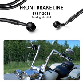 MoKitDora Stainless Steel Braided Front Brake Lines Oil Hose for 12" Handlebars Compatible with Harley 1997-2013 Touring Road King Road Glide Street Glide Electra Glide No ABS, Black
