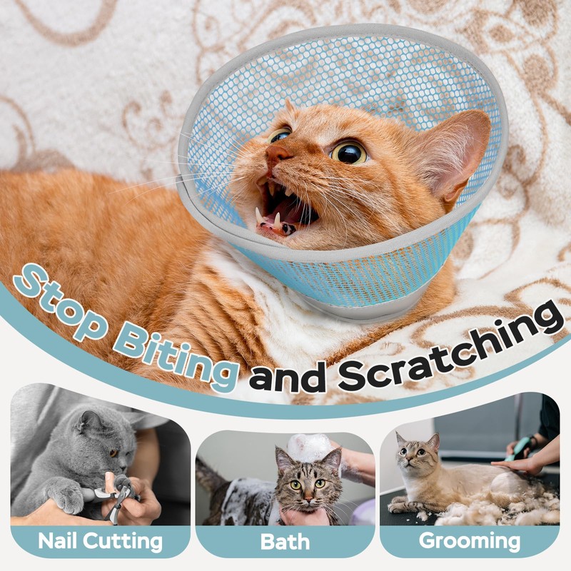 Supet Cat Cone Collar Soft Comfortable Adjustable Waterproof cat recovery