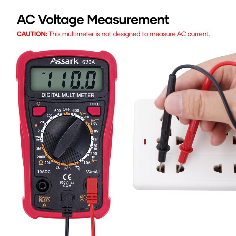 Digital Multimeter Voltage Tester, Assark 2000 Counts Multimeter Measure AC