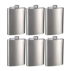 Top Shelf Flasks Stainless Steel Hip Flasks, 8 oz, Set of 6