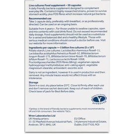 Optibac Probiotics Every Day – Daily Digestive Supplement with 5 Billion Live Cultures & FOS Fibre | Gut Health Support with Friendly Bacteria | 30 Capsules | Suitable for Daily Use by Adults and Teens