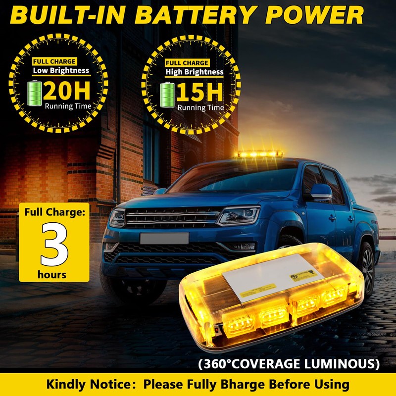 OPL5 Rechargeable Amber Emergency Strobe Light Wireless Battery, 48 LED