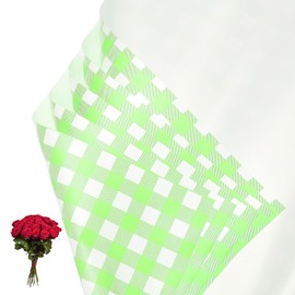 PATIKIL Flower Gift Wrapping Paper, 20 Sheets Plaid Waterproof Bouquet Paper Wrap Florist Supplies Packaging Floral Papers for Wedding DIY Craft Valentine, Green