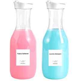 54 OZ Laundry Detergent Dispender BY VEGEVIGI, 54OZ Laundry Soap Disepenser, Liquid Laundry Detergent Container Organizer, Plastic Fabric Softener Dispenser, Powder Detergent Dispenser, 2PACK