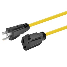Monoprice Outdoor Extension Cord - NEMA 5-15P to NEMA 5-15R, 15 Amp, SJTW, 14AWG, 25 Feet, Yellow