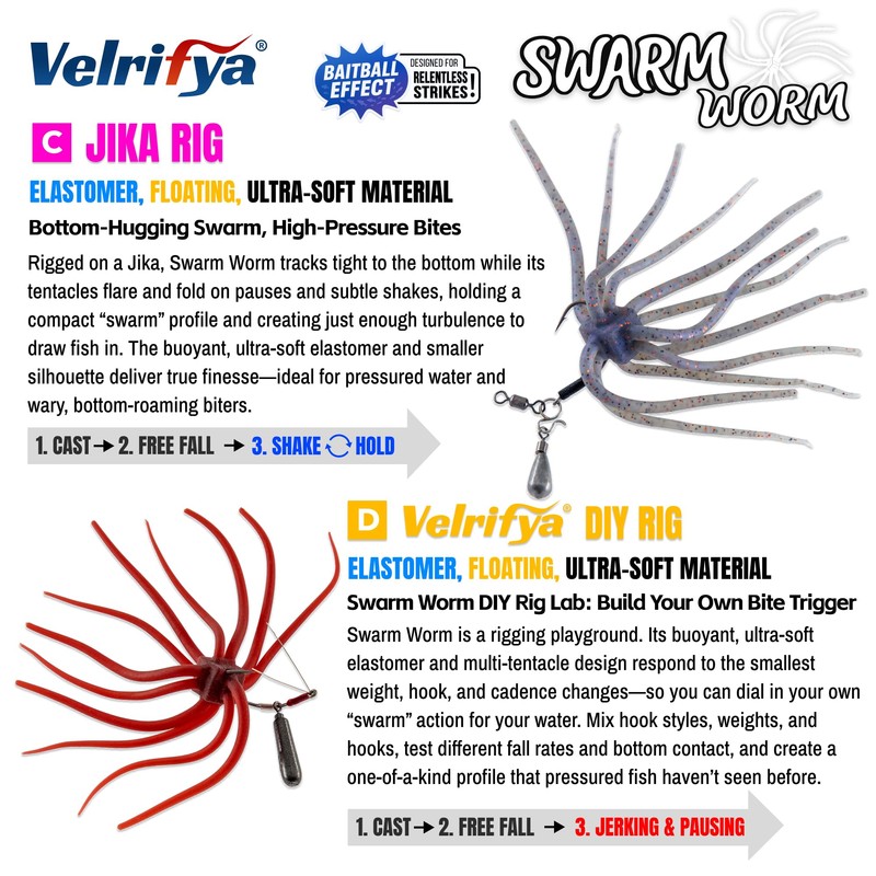Velrifya Tentacle Dice Bait, Soft Plastic Urchin Baits for Bass