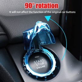 zipelo Car Push to Start Button Cover, Bully Dog Car One Button Start Stop Decorative Cover, Universal Vehicle Interior Engine Ignition Switch Protection Button Cover Sticker for Car SUV Truck (Blue)