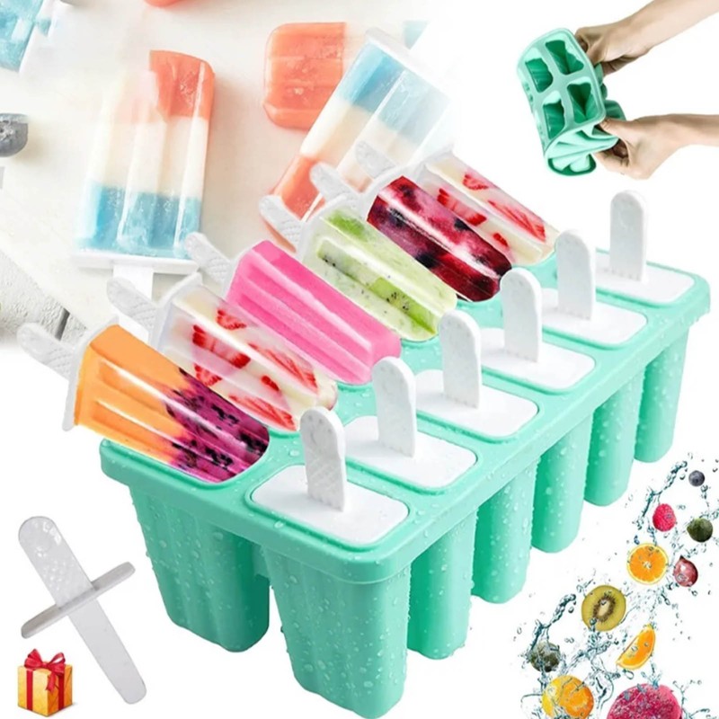Ice Cream Mould 10 Grids Food Grade Silicone Non Stick