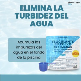 PLANTAWA Flocculant for Pool Concentrate 16 Weeks, Turbidity Remover for Small Pools and Hot Tubs, Clarifier for Transparent Water, Vegan Natural Product, Safe for the Whole Family