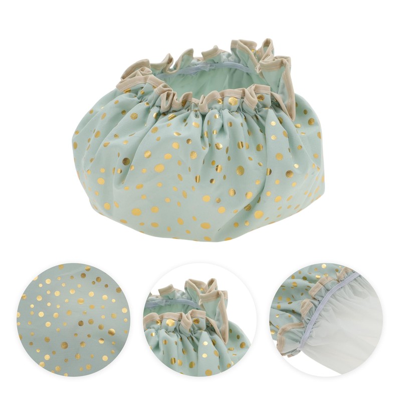 VOCOSTE Shower Cap Hair Cap Dots Double Layer Waterproof Reusable