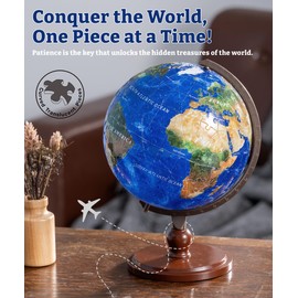 Pintoo 3-D Puzzle Globe Legendary Small 6" Earth Globe Decor with 240 Curved & Translucent Puzzle Pieces - Globes of The World for Unisex Adults, Explorers, Business, Home Decoration [A3752]