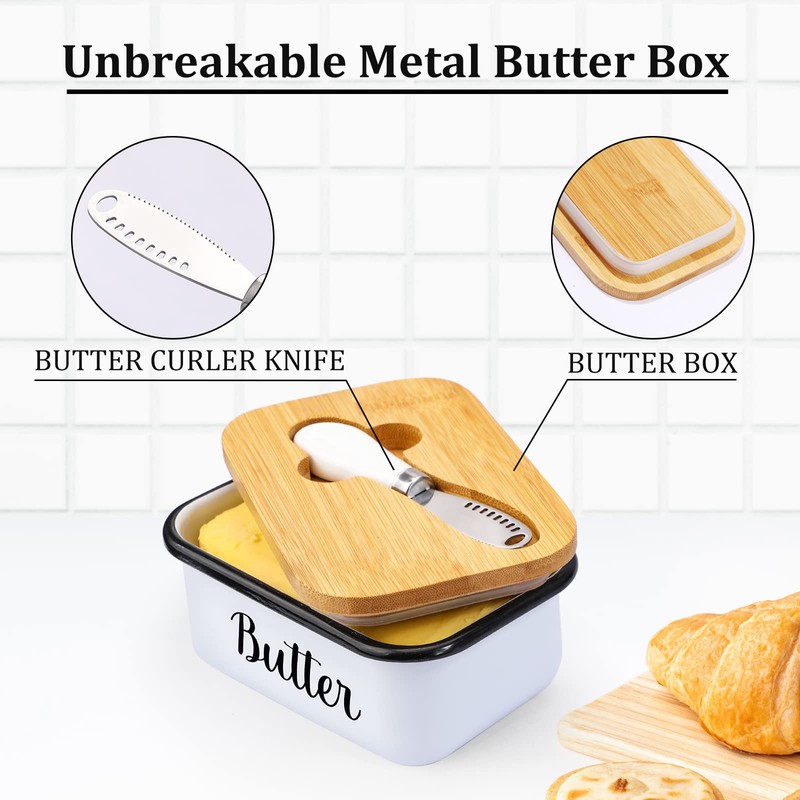 LANDNEOO Butter Dish with Lid and Butter Curler Knife -