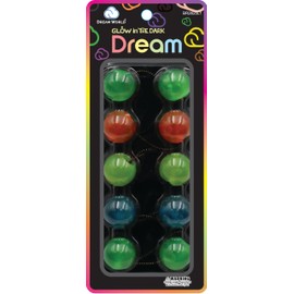 Dream World Glow In The Dark Ponytail Holder 25 MM Bead Assorted Colors #1 5 Piece Pack