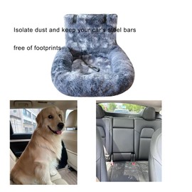 Dog Bed for Car, Puppy Car Seat, Fluffy Dog Cars Seat, Dogs Booster Cars Seats with Safety Straps, Furry Safety Seats for Small & Medium & Large Dogs for Travel (Dark Gray, M)