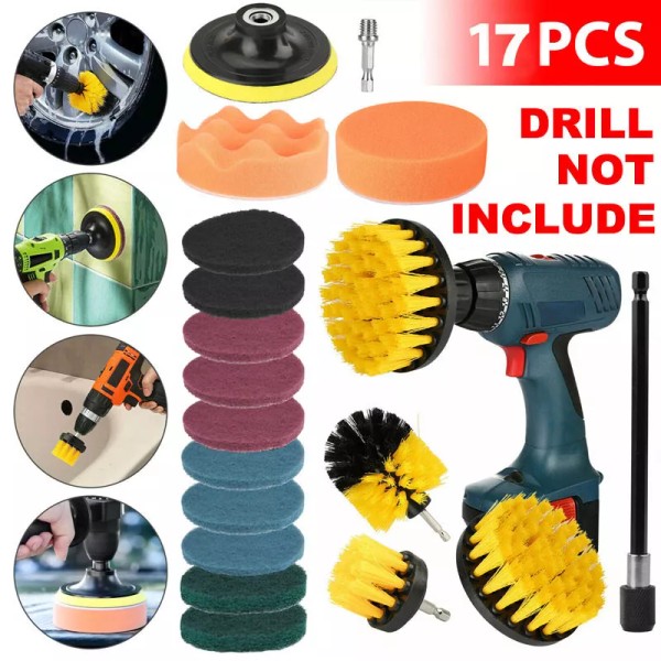 Unbranded 17PCS Drill Brush Attachment Set Power Scrubber Car Cleaning