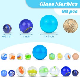 SallyFashion 66PCS Glass Marbles for Kids, 3 Sizes Assorted Size Colored Bulk Marbles Toy, DIY and Home Decoration