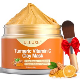 ulluxe Mascarilla De Arcilla Con Vitamina C De Cúrcuma Para Manchas Oscuras, Piel Opaca, Puntos Negros, Mascarilla Facial Para Limpiar Los Poros,...  