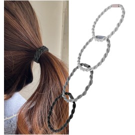 [Herbeluemily] ヘアゴム 黒 モノトーン 4本セット 髪ゴム 大人 お洒落 ベーシック シンプル A