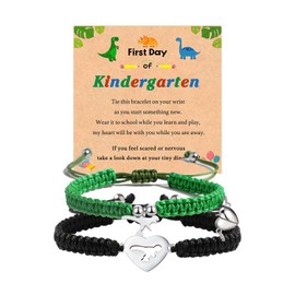 First Day of Kindergarten Bracelet Gifts, Matching Bracelet for Mommy and Me, First Day of School Dinosaur Bracelets Mom and Son Back to School Gifts Stuff, Long Distance Relationship Gifts for Son