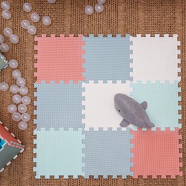 LittleTom 9-Piece Play Mat Baby Puzzle Mat from Zero - 30 x 30 cm Crawling Mat Floor Mat Children - Puzzle Rug Children's Room Mat - Outdoor Floor Protection Mat Play Mat - EVA Foam Sleeping Mat