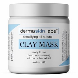 Dermaskin Labs All Natural Clay Mask for Face with Cucumber Extract Mud Mask Ready to Use Purifying Deep Pore Minimizer Facial Skin Cleansing Reduces Pores