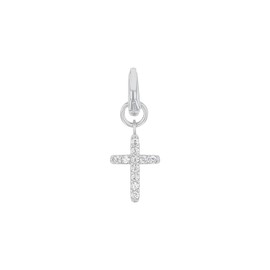 Amor 2038512 Women's Charm 925 Sterling Silver with Synthetic Zirconia 2.1 cm White Cross Comes in Jewellery Gift Box, Sterling Silver, Cubic Zirconia
