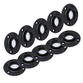 Home TZH 1" Antirust Black Painted Floor Flange, 10 Pack Malleable iron Pipe Fittings for Industrial vintage style, Flanges with Threaded Hole for DIY Project/Furniture/Shelving Decoration (10, 1")