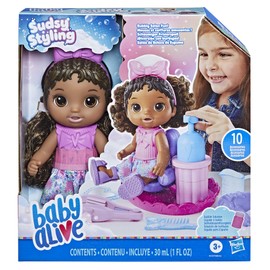 Baby Alive Sudsy Styling Doll, Black Hair, Includes 12-Inch, Salon Chair, Toys for 3 Year Old Girls and Boys and Up