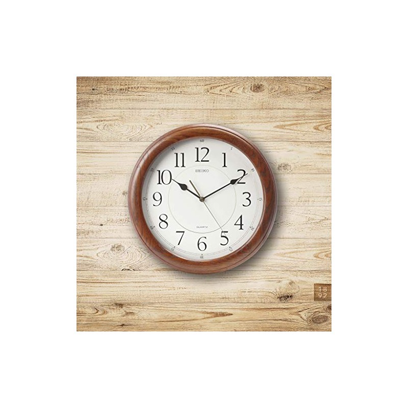 Seiko Wall Clock Quiet Sweep Second Hand Dark Brown Solid