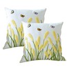 LB Embroidered Pillow Covers 18x18 Inch Set of 2, Reed