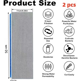 MUYYIKA 8D 2 Pieces 11 x 50 cm Filter Cotton Aquarium Filter Foam for Biochemical Cotton Wool Honeycomb Structure Easy to Clean for Healthy Aquarium Water