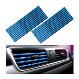 Yourkar 20 PCS Car Air Conditioner Decoration Strip, Flexible Air Vent Outlet Trim Decoration, Waterproof Decorative Trim for Air Vent Outlet for Most Vehicles, Car Accessories (Shiny Blue)