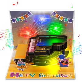 GREETING ART Musical Birthday Cards, Piano Birthday Card With Music and Light, 3D Piano Card, Piano Pop Up Card, Piano Greeting Cards for Men Women Kids