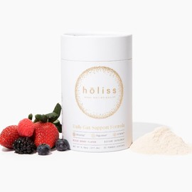 holiss Daily Gut Health Supplement Powder, Slippery Elm, L Glutamine, Licorice Root, Marshmallow Root, Amino Acid & Plant Based Herbs for Digestive Health & Bloating Support, Mixed Berry, 30 Servings