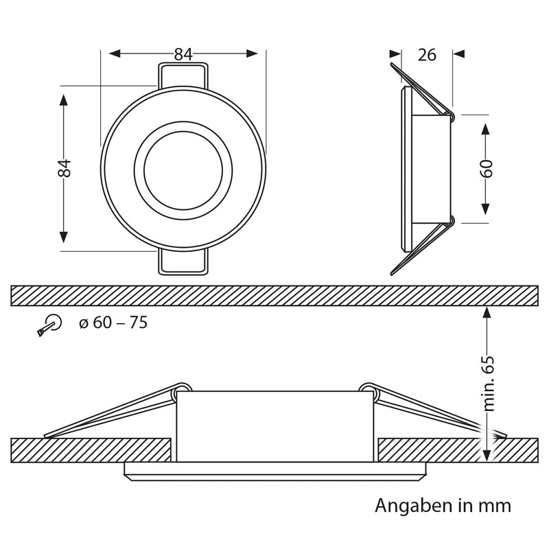 ledscom.de ERID Bathroom Ceiling Mounting Frames for Wet Rooms IP44