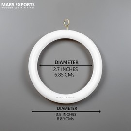 White Wooden Curtain Rod Ring, Wood Curtains Rings, Hooks, and Hangers for Shower Curtains and Drapery, Durable Wooden Ring for Hanging (24, 2.7 INCH Inner Dia.)