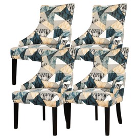 Lellen Wingback Chair Covers with Pattern - Stretch Wingback Side Chair Slipcover Armless Wingback Chair Slipcover,Wingback Dining Chair Covers Arm Chair Protector Cover for Room Home Decor （4PCS）