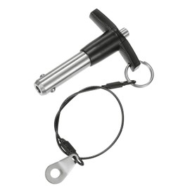 M METERXITY T Handle Lock Pin, 15/32" [12mm] Dia., 1-3/16 [30mm] Usage Length Push-Button Quick Release Locking Pins W Lanyard Cable for Speaker/Aviation/Gym/Machine [304 Stainless Steel]