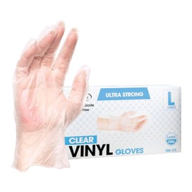 ForPro Professional Collection Disposable Vinyl Gloves, Clear, Industrial Grade, Powder-Free, Latex-Free, Non-Sterile, Food Safe, 2.75 Mil. Palm, 3.9 Mil. Fingers, Large, 100-Count