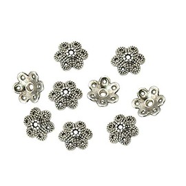 Perlin - Pack of 80 Bead Caps 10 mm Tibetan Antique Silver Flower Bead Caps Spacer Jewellery Parts M522 x2