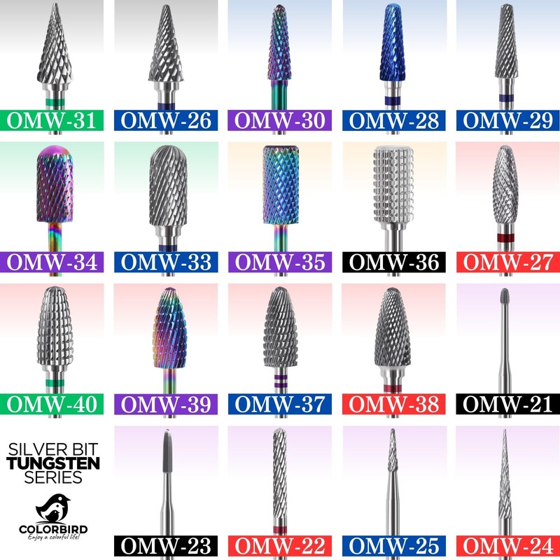 COLORBIRD OMW-39 Nail Bit, Tungsten Steel, Nail Machine Bit, Cone