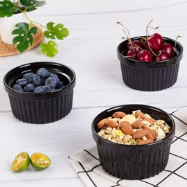 Garvee 8 Oz Ceramic Ramekins, Set of 8 Porcelain Creme Brulee Souffle Ramekins for Baking, Pudding Custard Cups, Dipping Sauces, Dishwasher and Oven Safe, Black