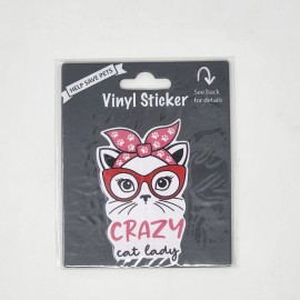 E & S Pets Crazy Cat Lady Pet Vinyl Sticker Waterproof For Car Laptop Water Bottle Kitten