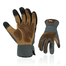[Vgo...] Men's Garden Gloves, Gardening Gloves, Synthetic Leather, Gardening Gloves, Barbed Prevention, Grass Mowing, Medium Thin, For Work, Gardening Gloves, Gardening Supplies, Work Gloves SL7475 (M, Gray)
