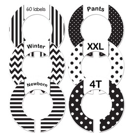 Adult Clothing Size Closet Dividers or Baby Black Gender Neutral Set of 6 Hanger Organizers